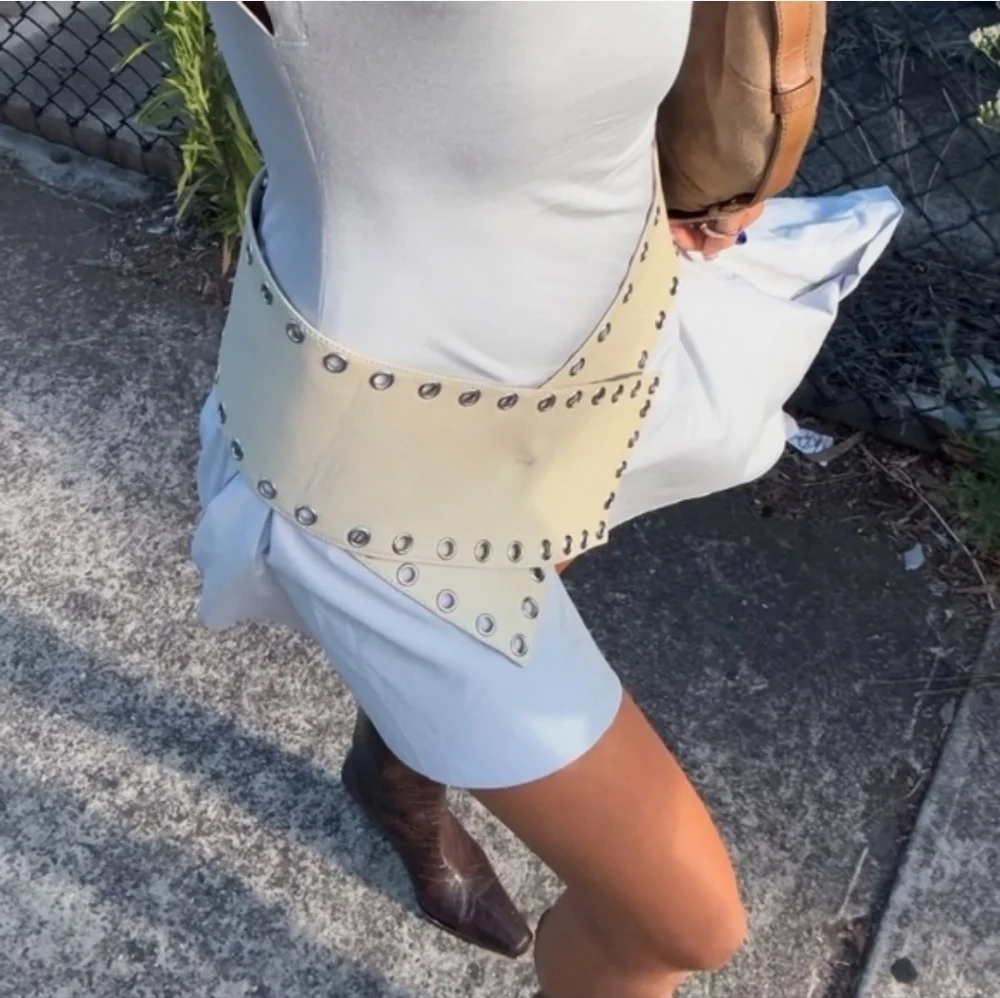 Belle Anna Beige Dilara Belt Morocco leather with Grommets Coach Boho Chic